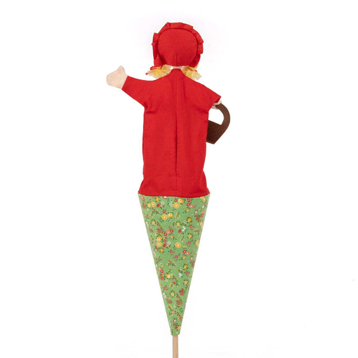 Pop-up Puppet The Little Red Riding Hood with Basket 55 cm, Multicolour Pop-up Puppet - Pintado & Lacado