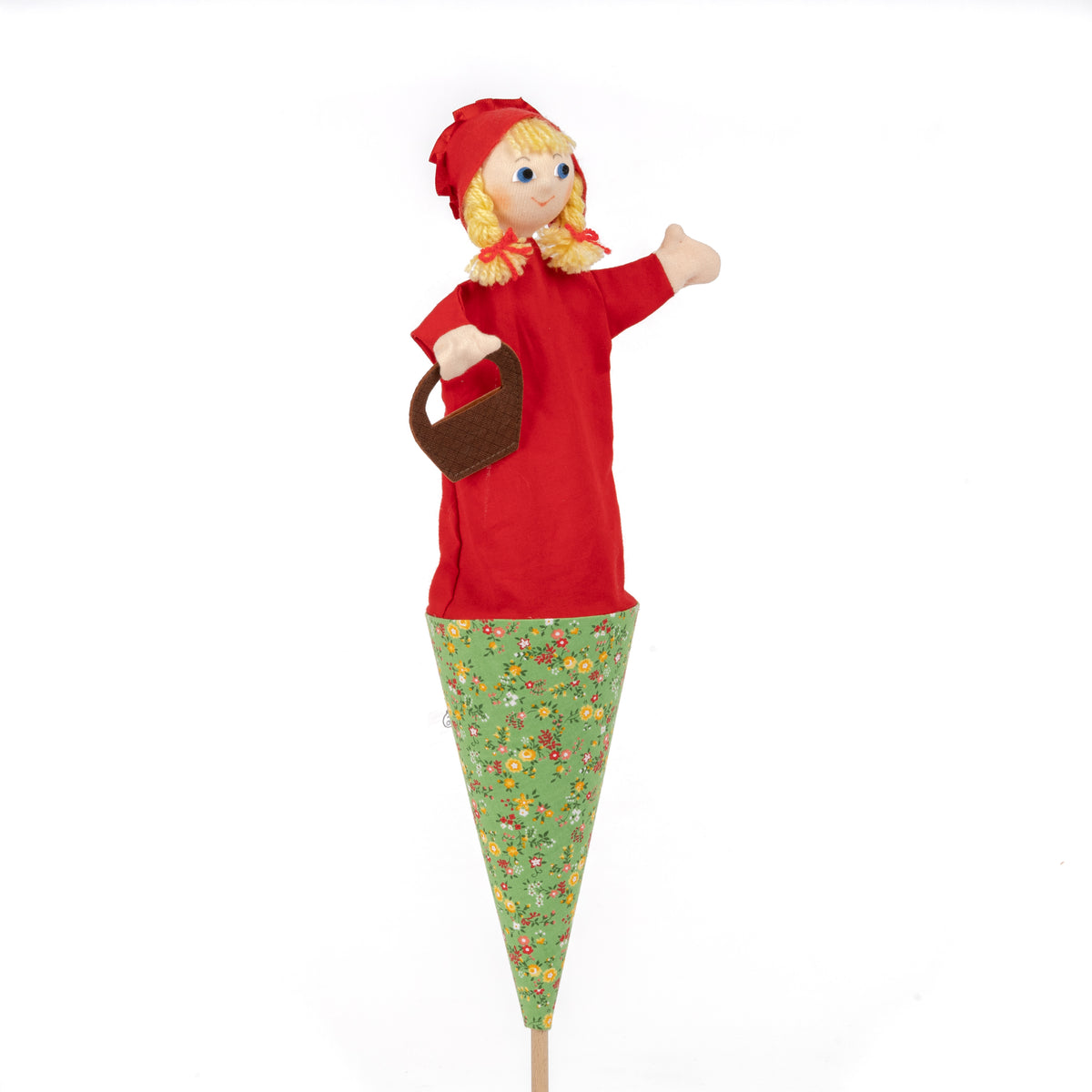 Pop-up Puppet The Little Red Riding Hood with Basket 55 cm, Multicolour Pop-up Puppet - Pintado & Lacado