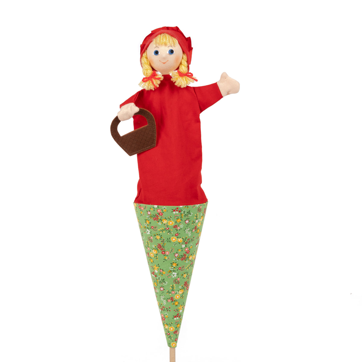 Pop-up Puppet The Little Red Riding Hood with Basket 55 cm, Multicolour Pop-up Puppet - Pintado & Lacado