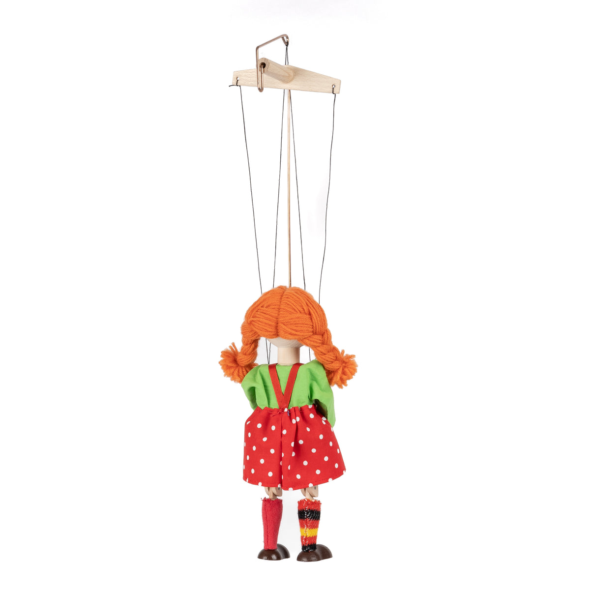 Marionette Girl with Braids 43 cm, Multicolour Marionette - Pintado & Lacado