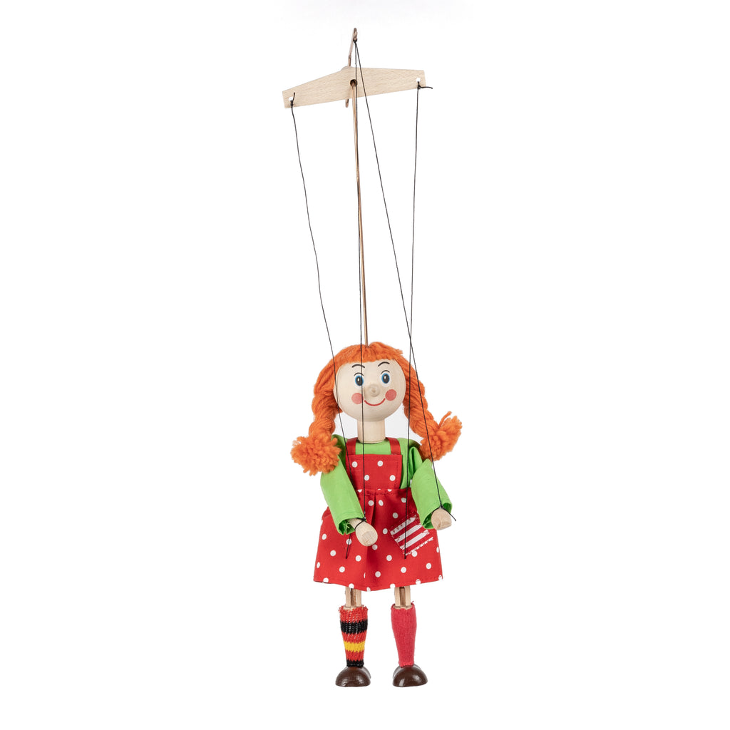 Marionette Girl with Braids 43 cm, Multicolour Marionette - Pintado & Lacado