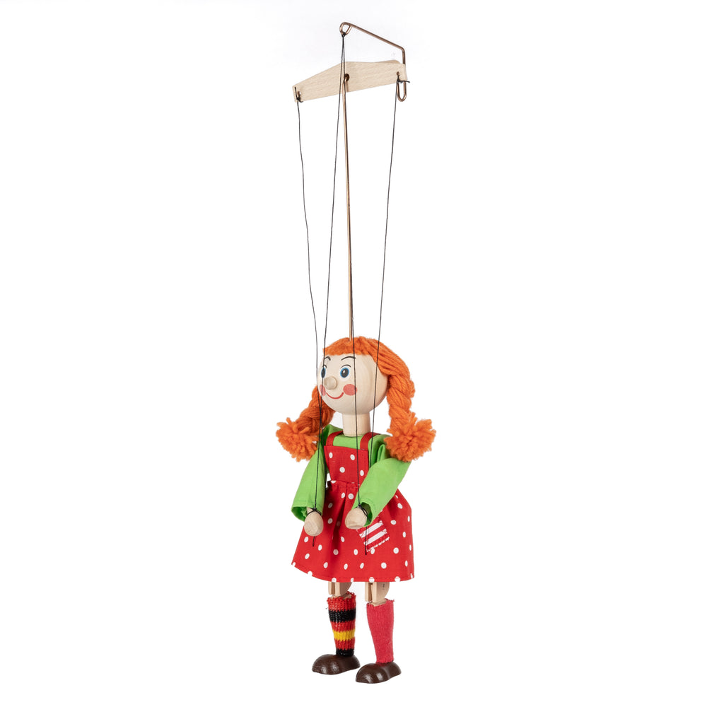 Marionette Girl with Braids 43 cm, Multicolour Marionette - Pintado & Lacado