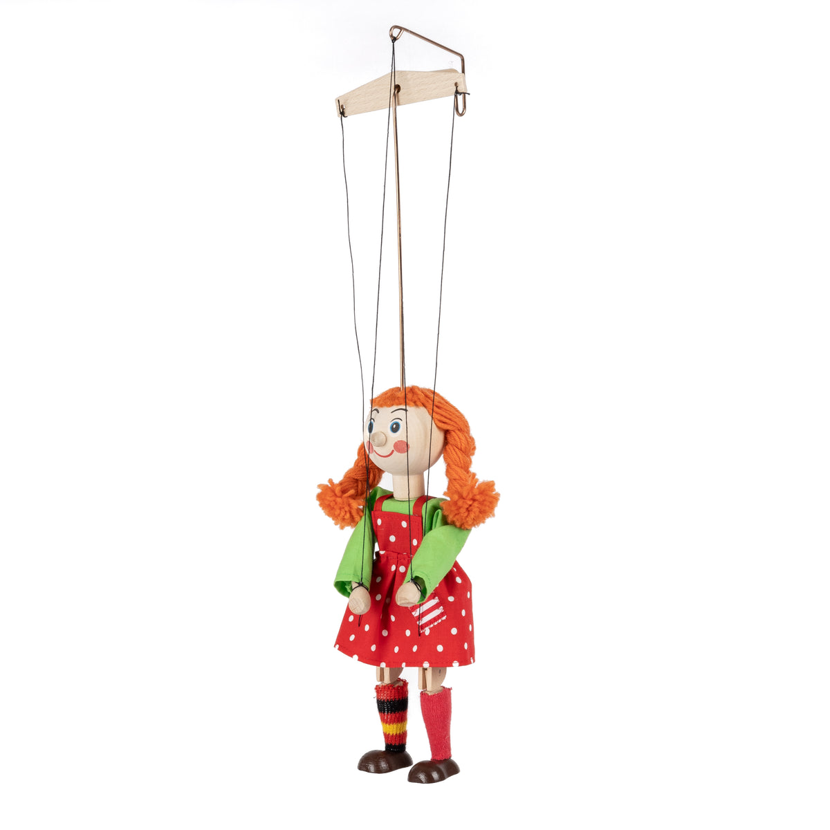 Marionette Girl with Braids 43 cm, Multicolour Marionette - Pintado & Lacado