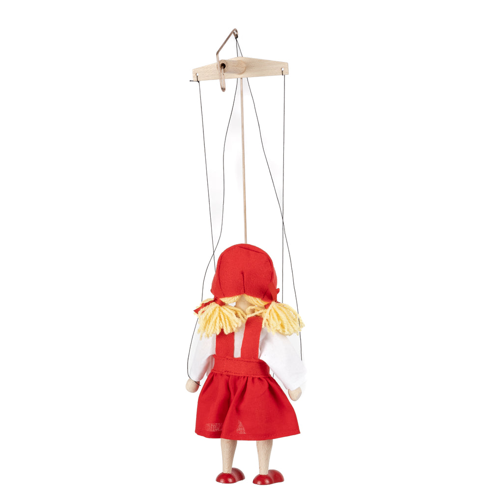 Marionette The Little Red Riding Hood with Braids 43 cm, Multicolour Marionette - Pintado & Lacado