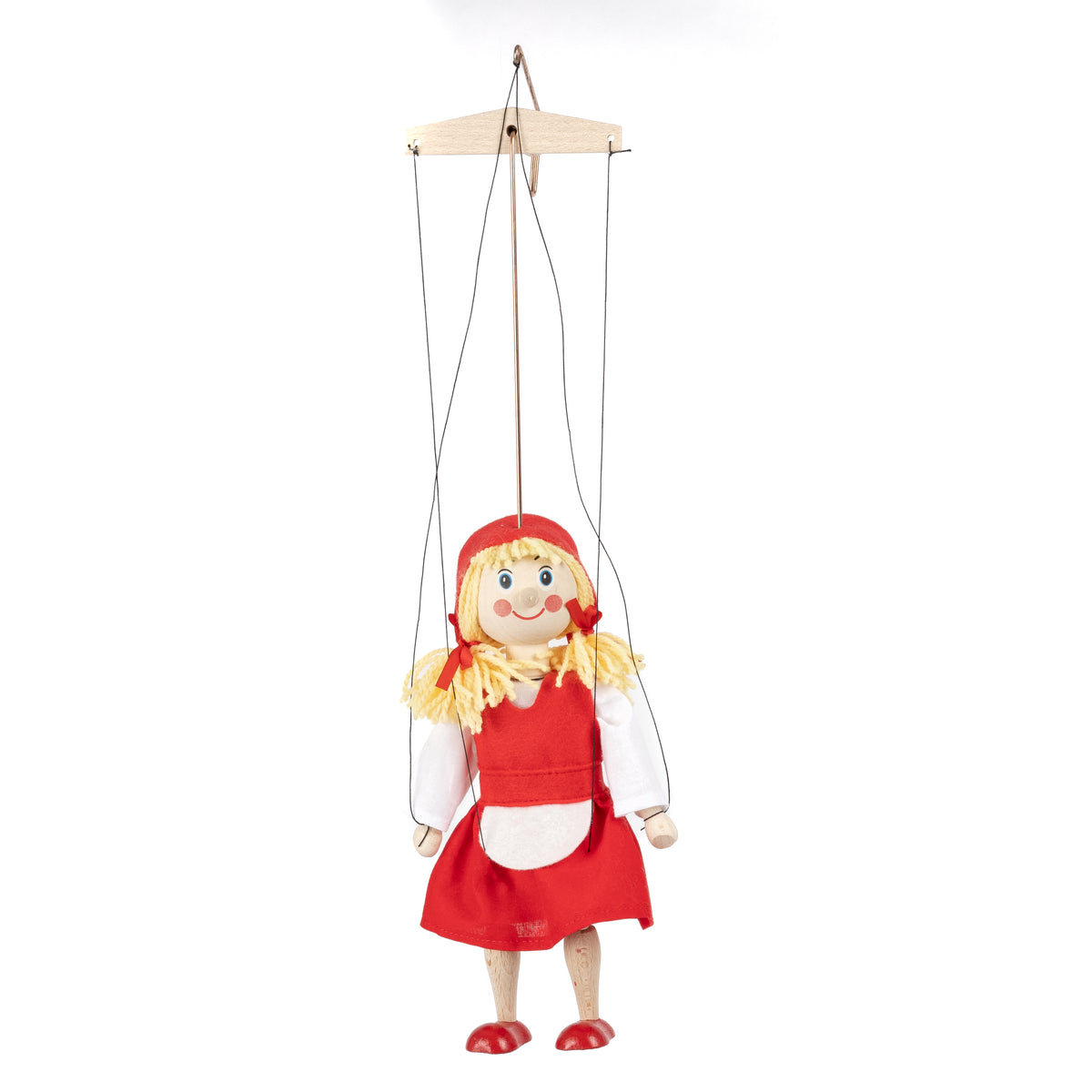 Marionette The Little Red Riding Hood with Braids 43 cm, Multicolour Marionette - Pintado & Lacado