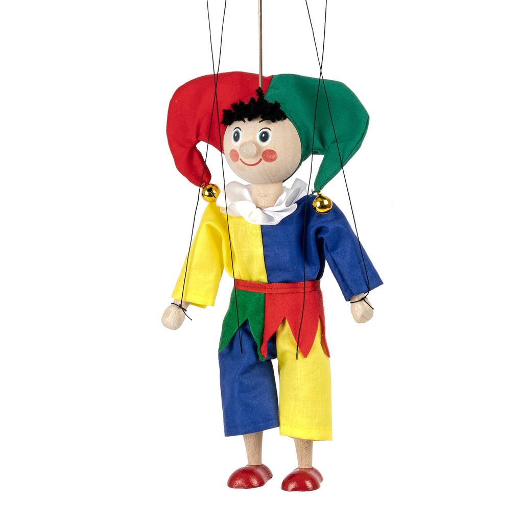 Marionette Clown 43 cm, Multicolour Marionette - Pintado & Lacado