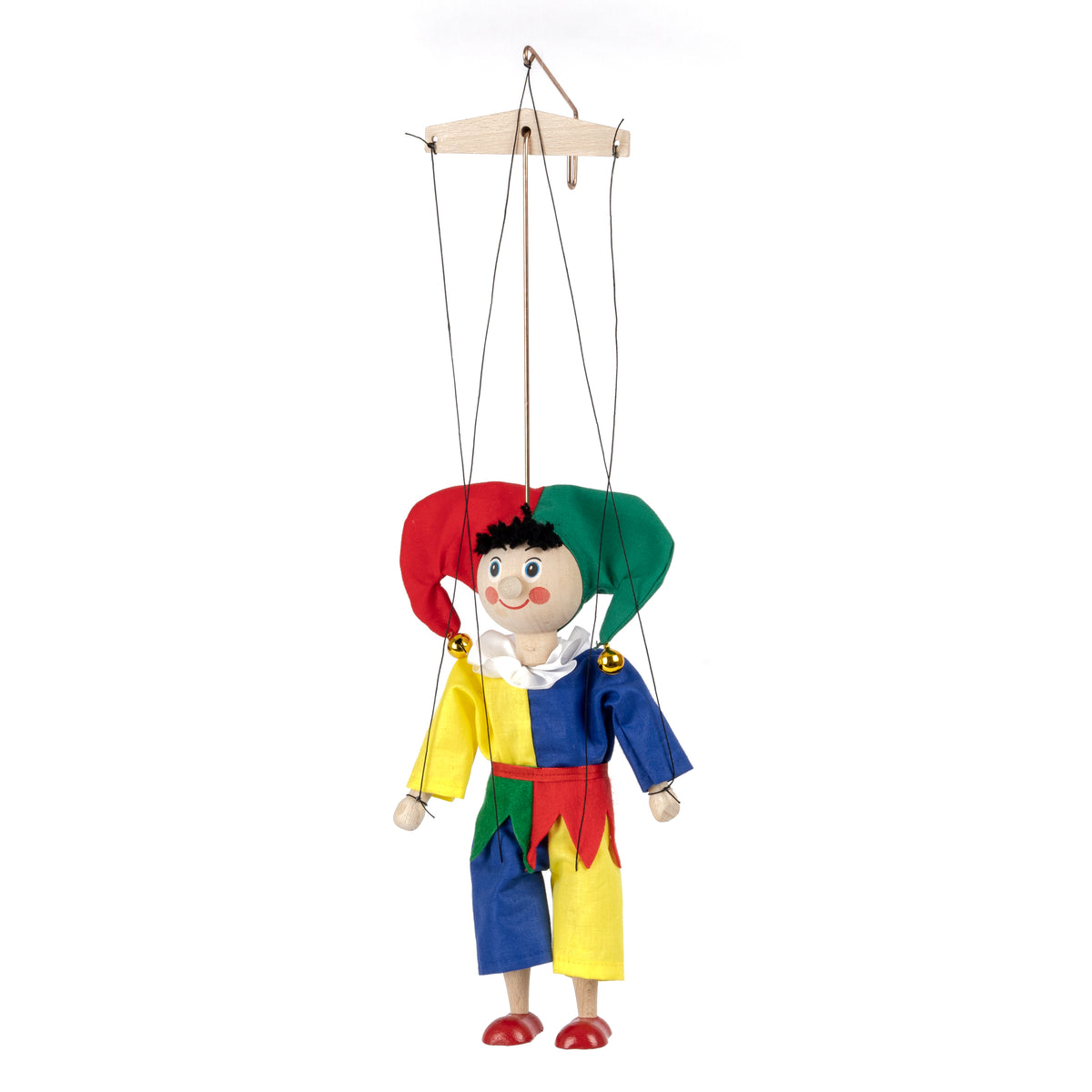 Marionette Clown 43 cm, Multicolour Marionette - Pintado & Lacado