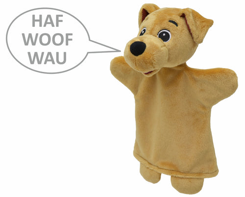 Hand Puppet Dog Speaking 26 cm, Beige Hand Puppet - Pintado & Lacado