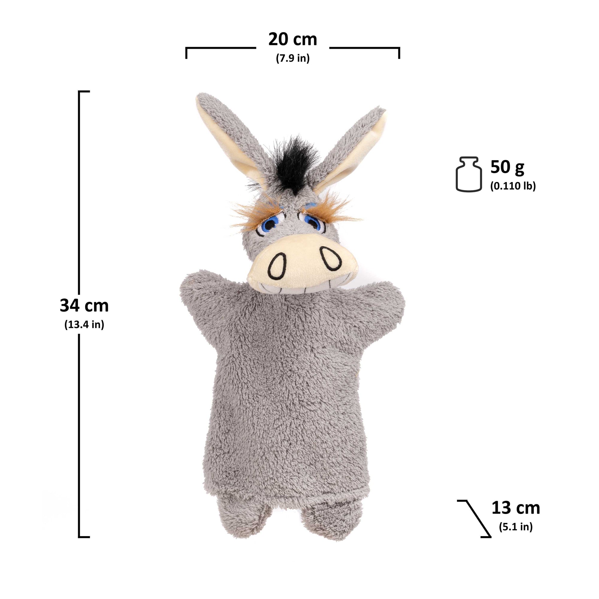 Maňásek na ruku Osel 34 cm