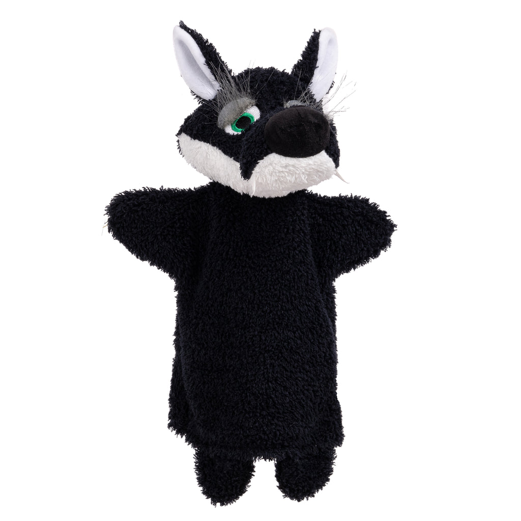 Hand Puppet Wolf 30 cm, Black
