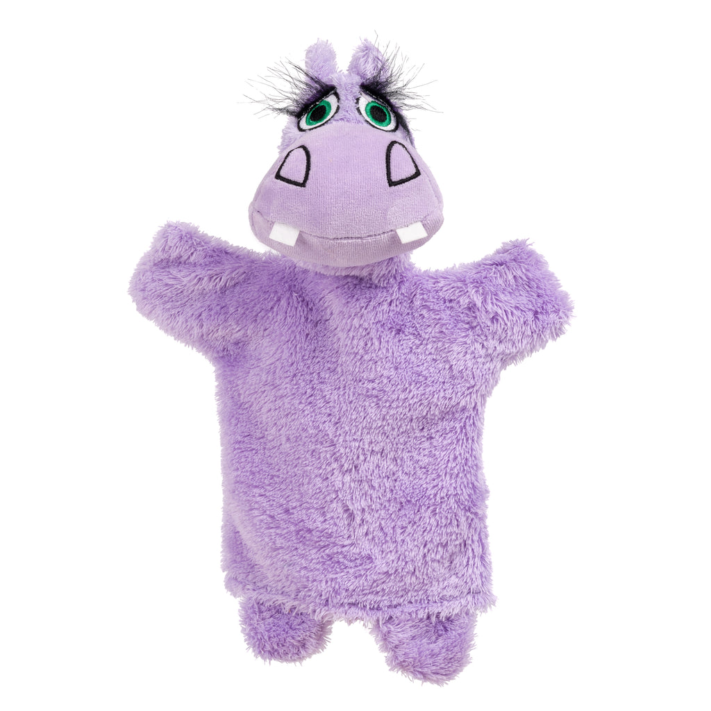 Hand Puppet Hippo 31 cm, Purple Hand Puppet - Pintado & Lacado