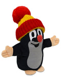 Hand Puppet The Little Mole with Red Beanie 25 cm, Black / Red Hand Puppet - Pintado & Lacado