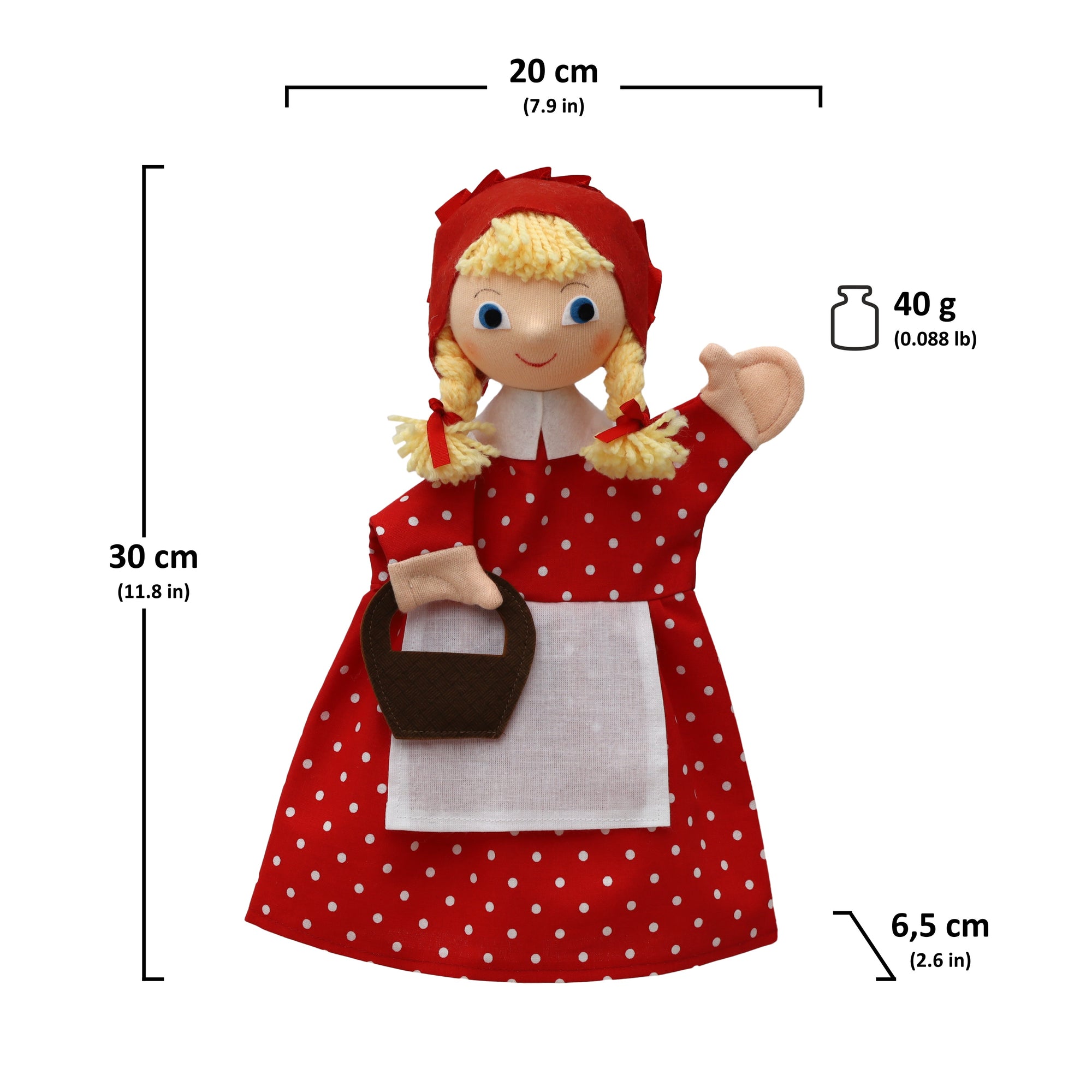 Handpuppe Kleine rote Fahrhaube 30 cm, 22047F