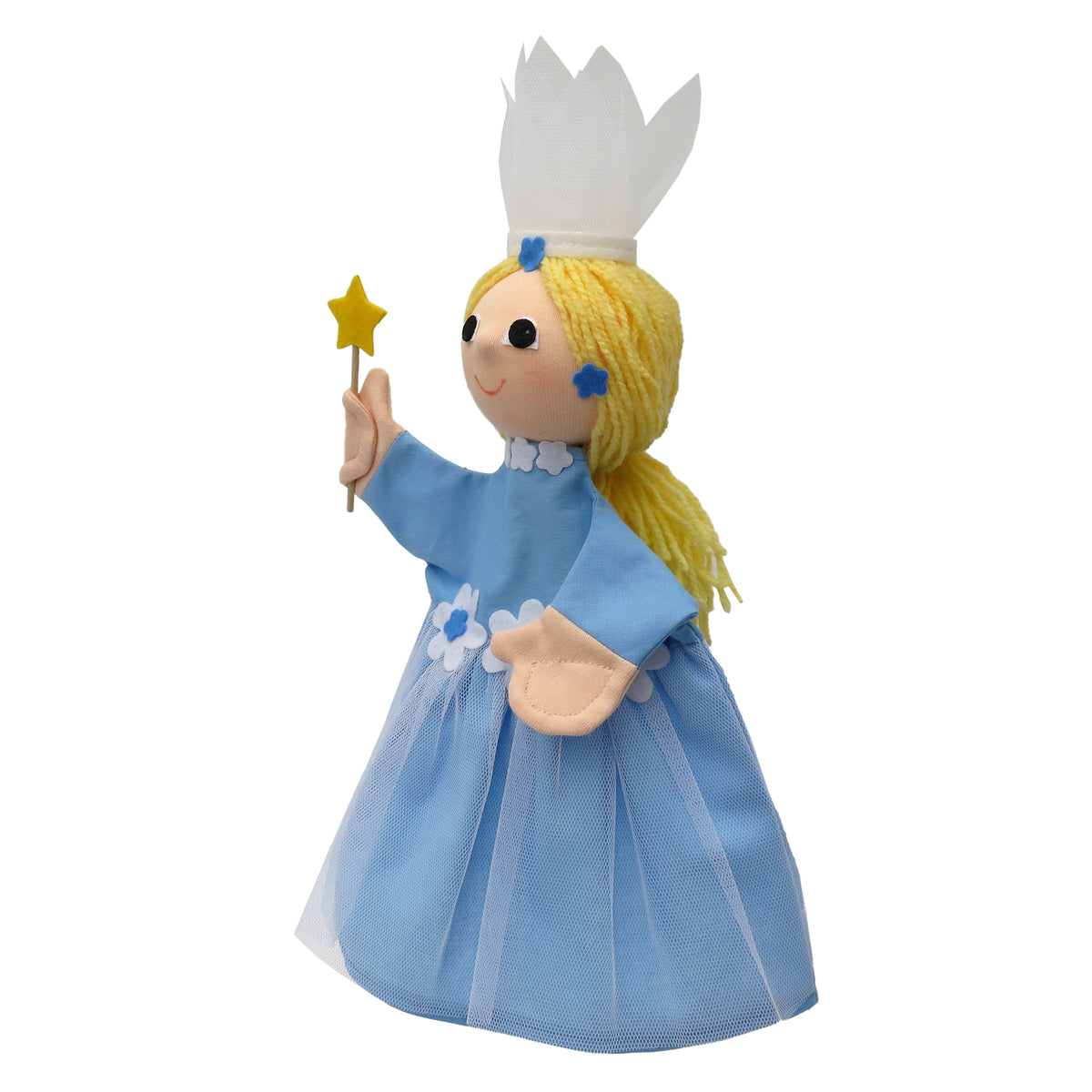 Hand Puppet Fairy 34 cm, Blue Hand Puppet - Pintado & Lacado