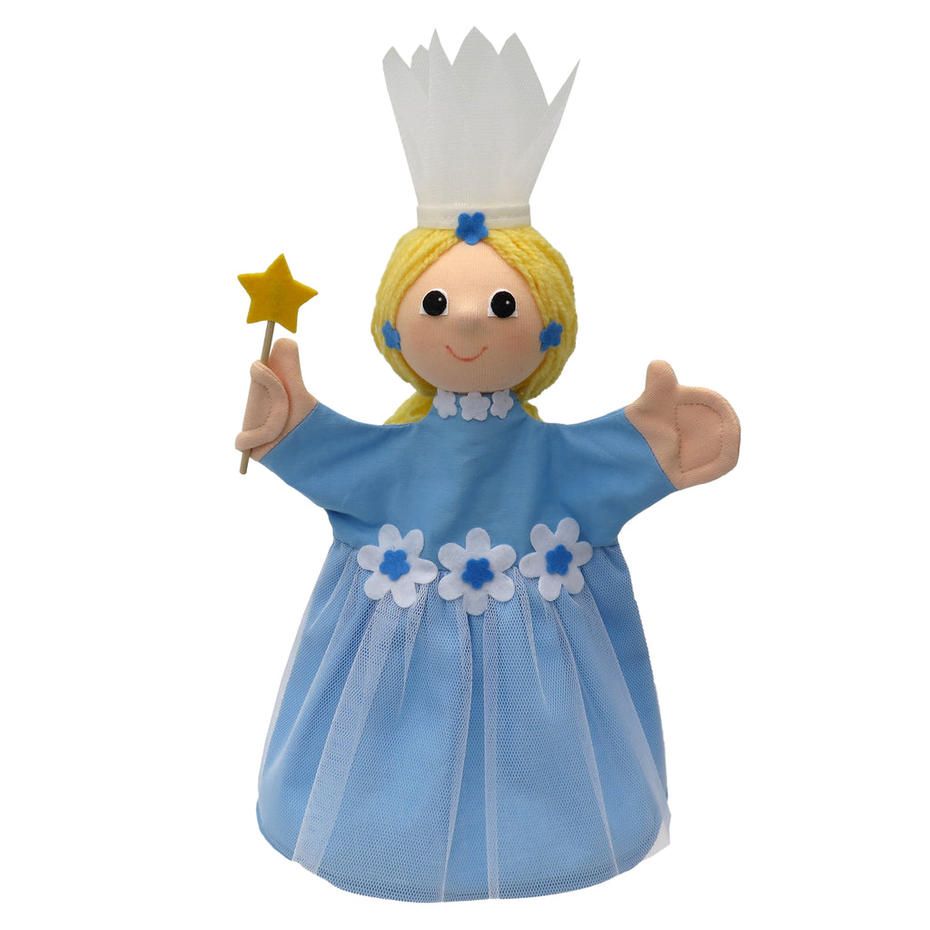 Hand Puppet Fairy 34 cm, Blue Hand Puppet - Pintado & Lacado