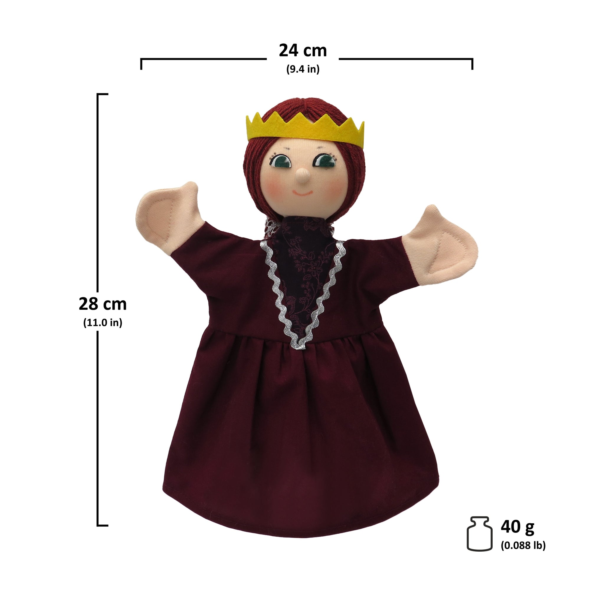Maňásek na ruku Královna Isabel 28 cm