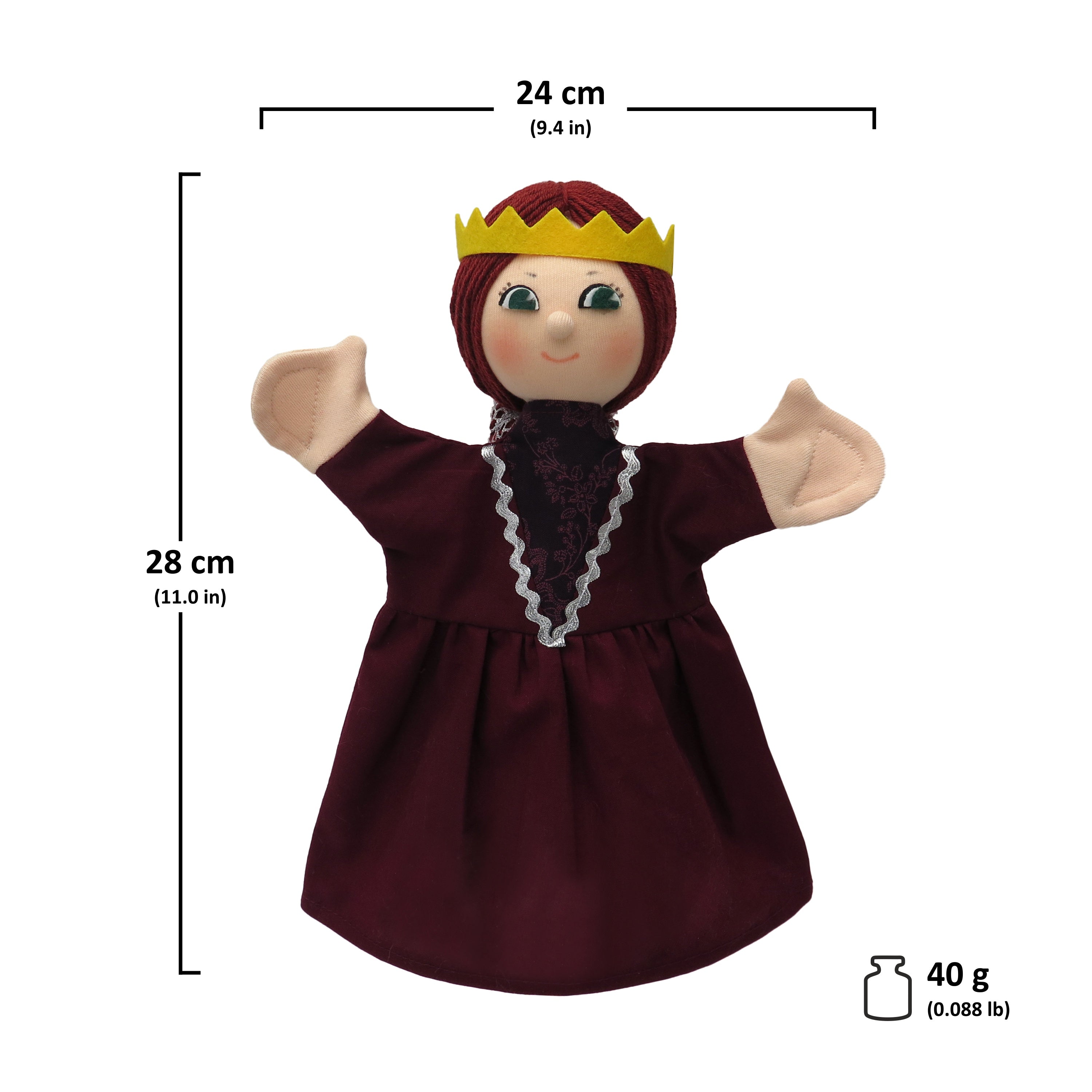 Handpuppe Königin Isabel 28 cm, 22148D