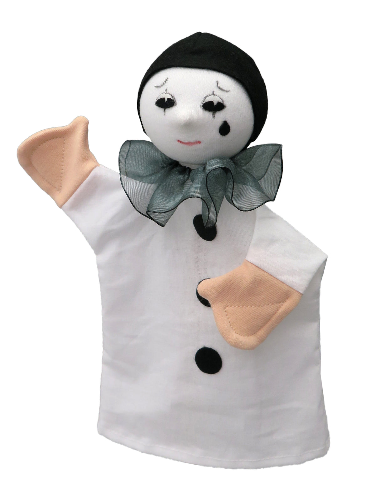 Hand Puppet Pierot 25 cm, White Hand Puppet - Pintado & Lacado