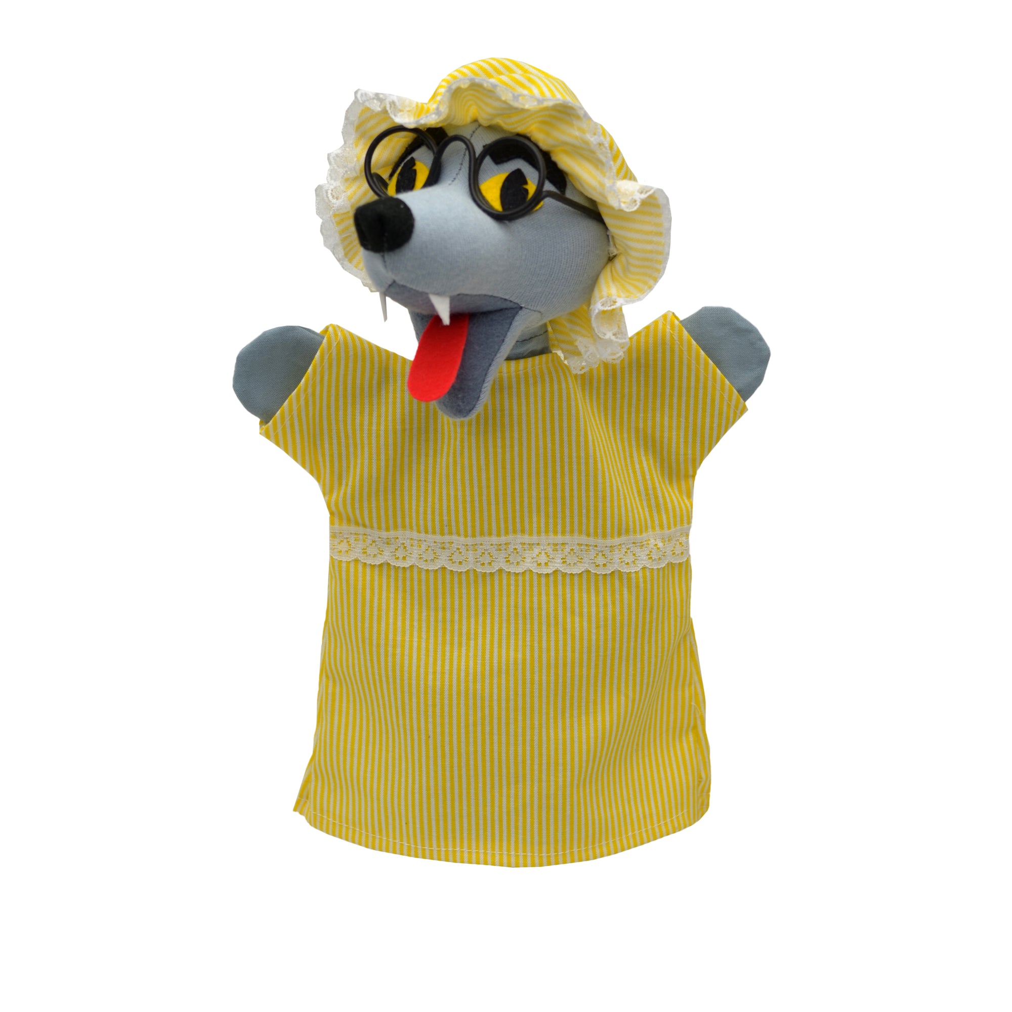 Handpuppe Wolf mit Kleid 29 cm, 22397D