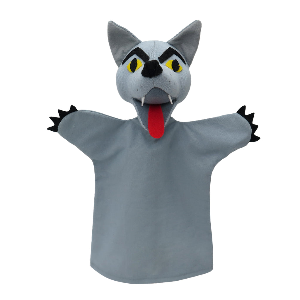 Hand Puppet Wolf 30 cm, Grey
