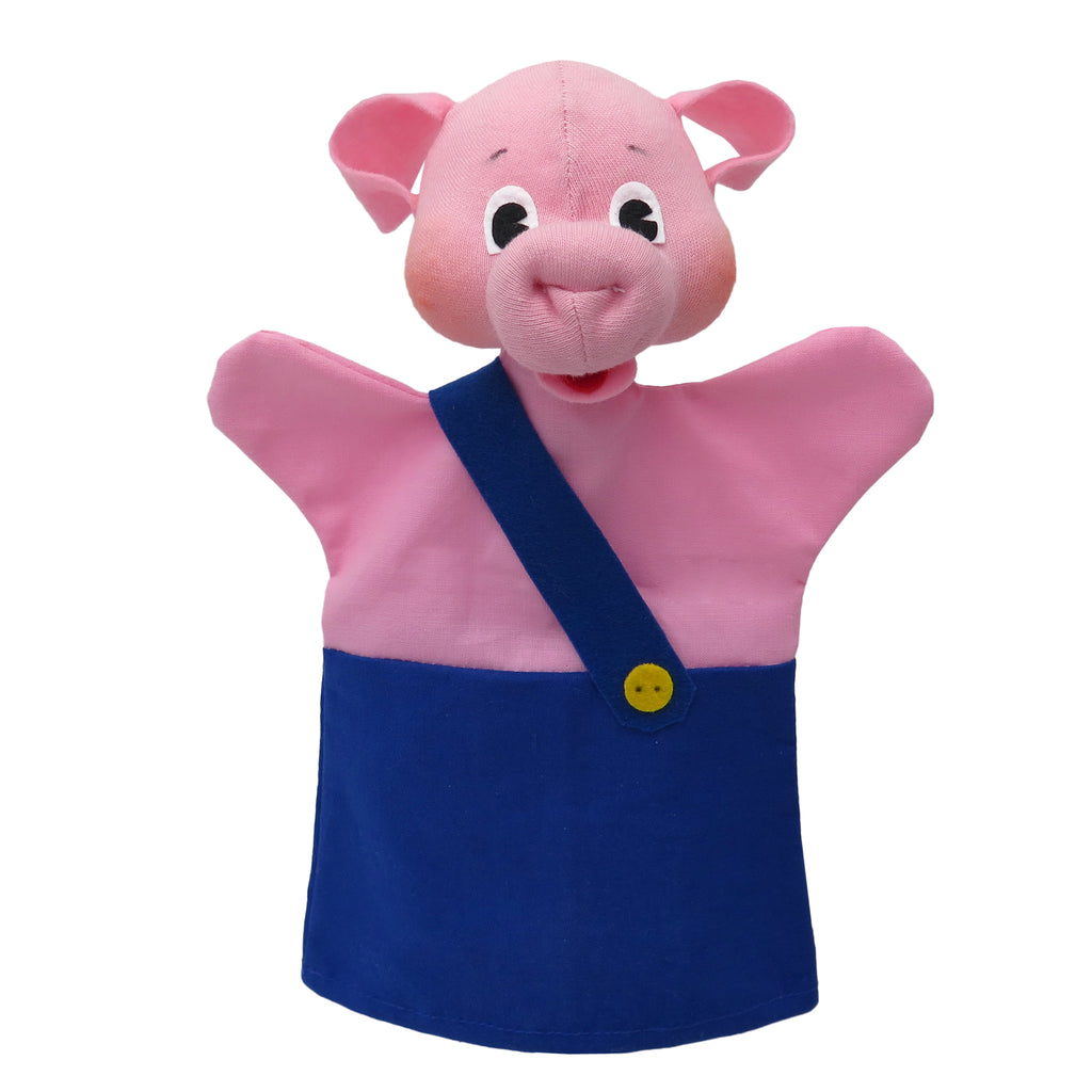 Hand Puppet Pig 26 cm, Blue Hand Puppet - Pintado & Lacado