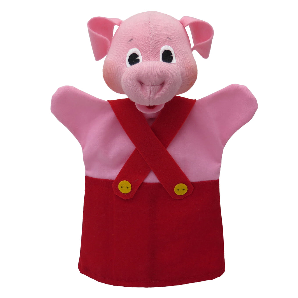 Hand Puppet Pig 26 cm, Red Hand Puppet - Pintado & Lacado