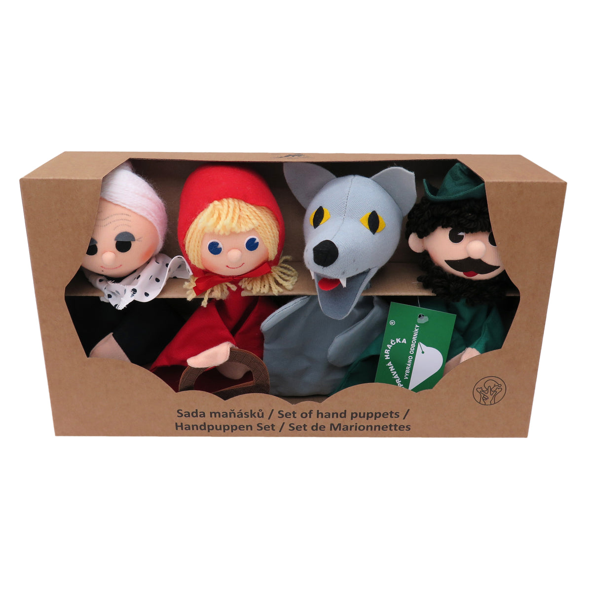 Set of Hand Puppets The Little Red Riding Hood 18,5 cm, Multicolour Set of Hand Puppets - Pintado & Lacado