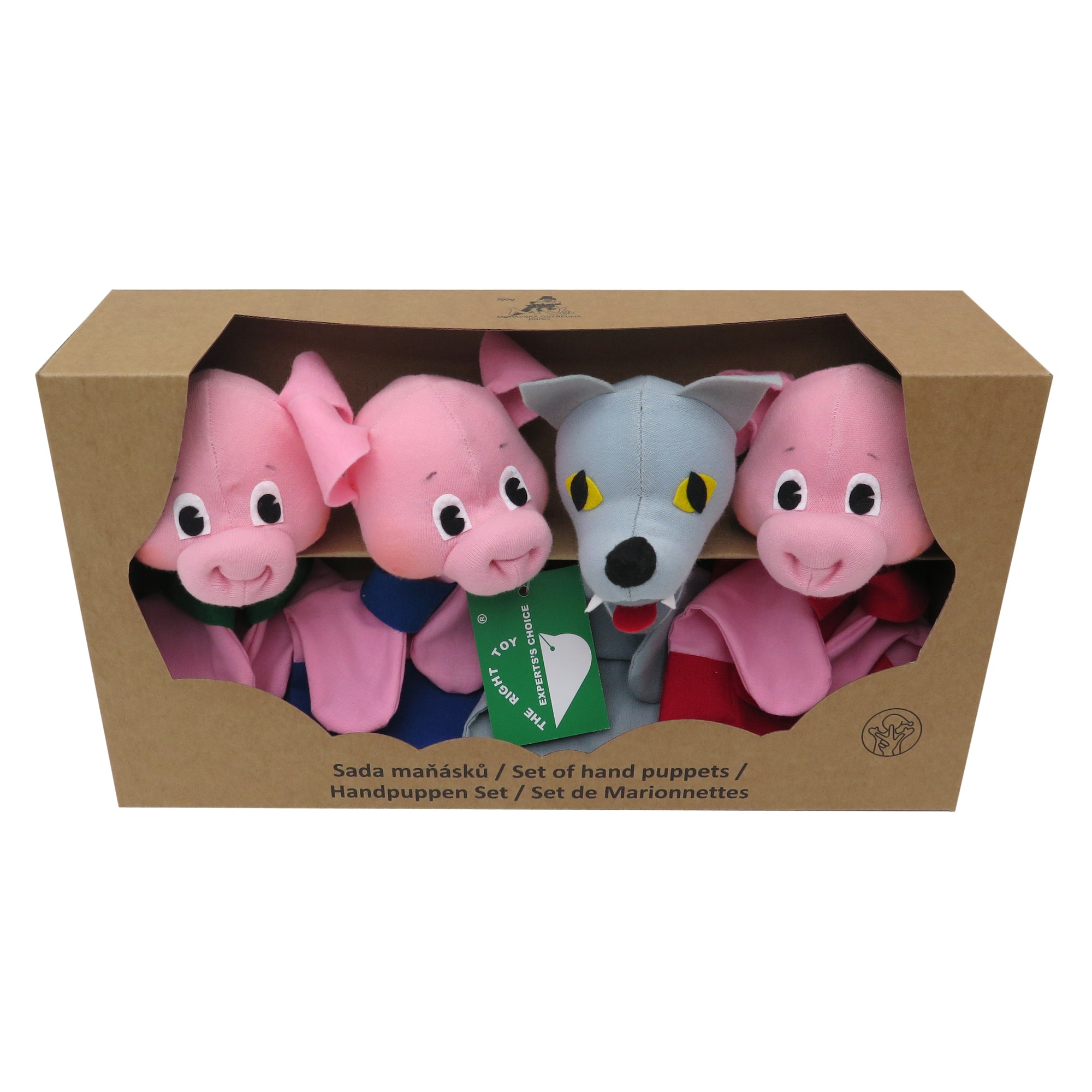 4er Set Handpuppen Drei kleine Schweine & Wolf 18,5 cm, 22784D