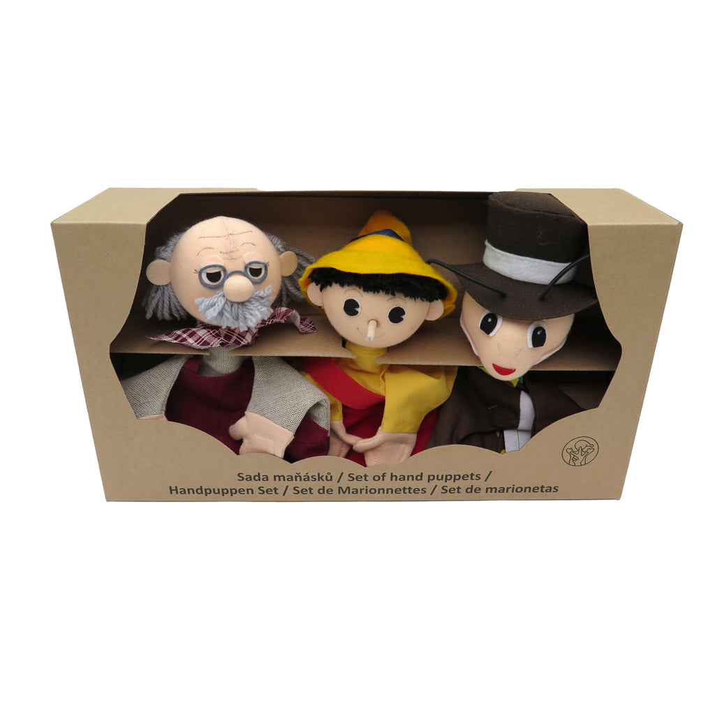 3er Set Handpuppen - Pinuccio 18,5 cm, 22789D Handpuppe - Pintado & Lacado