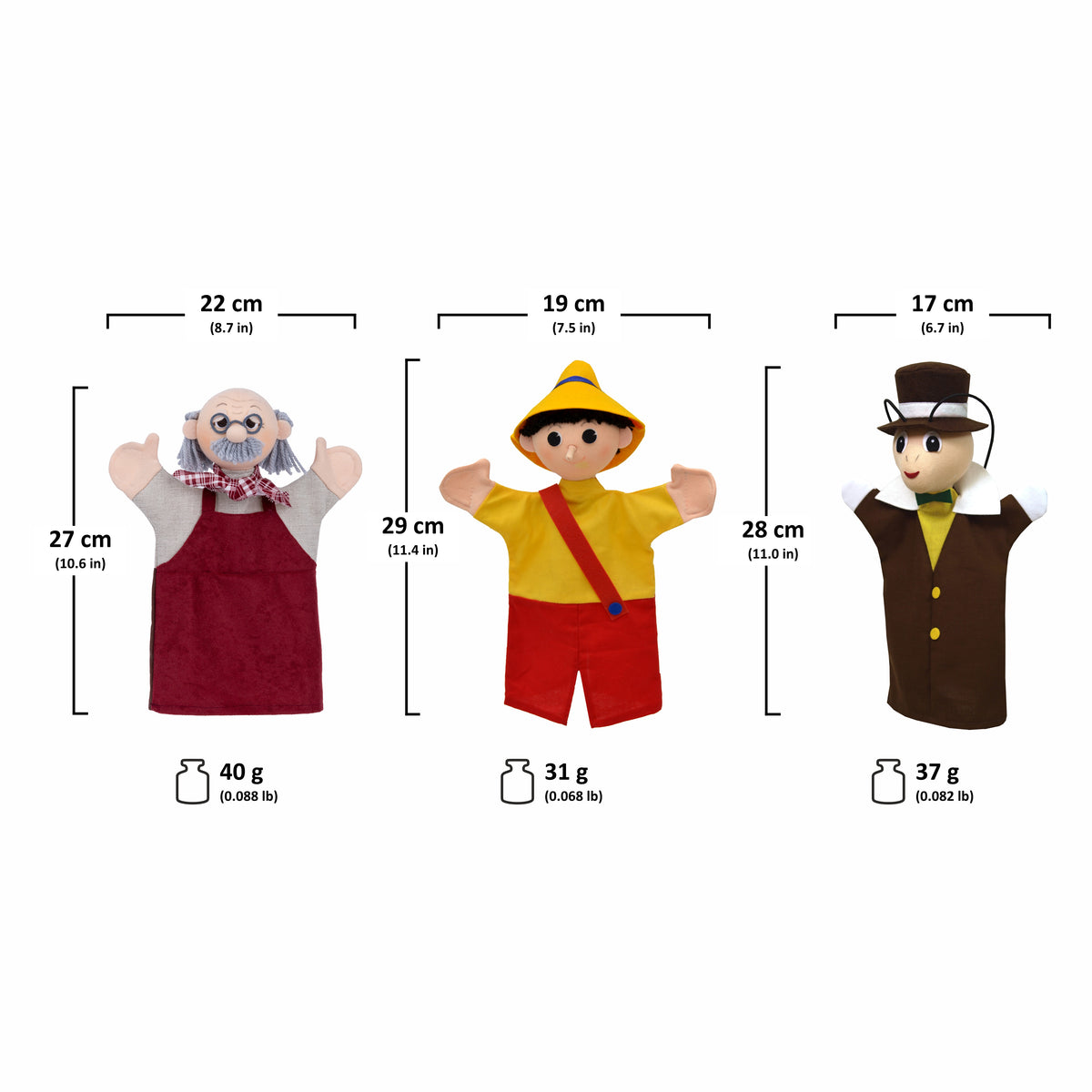 Set of Hand Puppets Boy with the Long Nose
