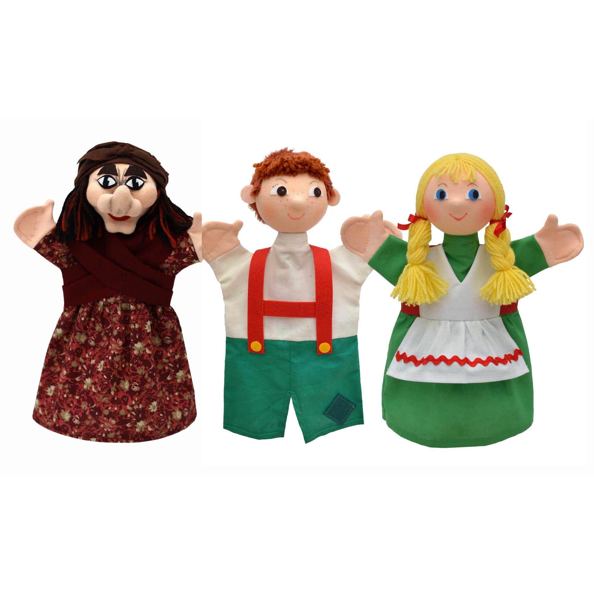 3er Set Handpuppen Hänsel und Gretel 28 cm, 22790S