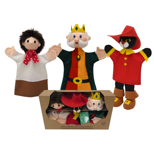 3er Set Handpuppen Der gestiefelte Kater 34 cm, 22793E