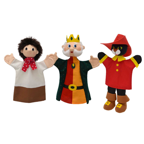 3er Set Handpuppen Der gestiefelte Kater 34 cm, 22793S