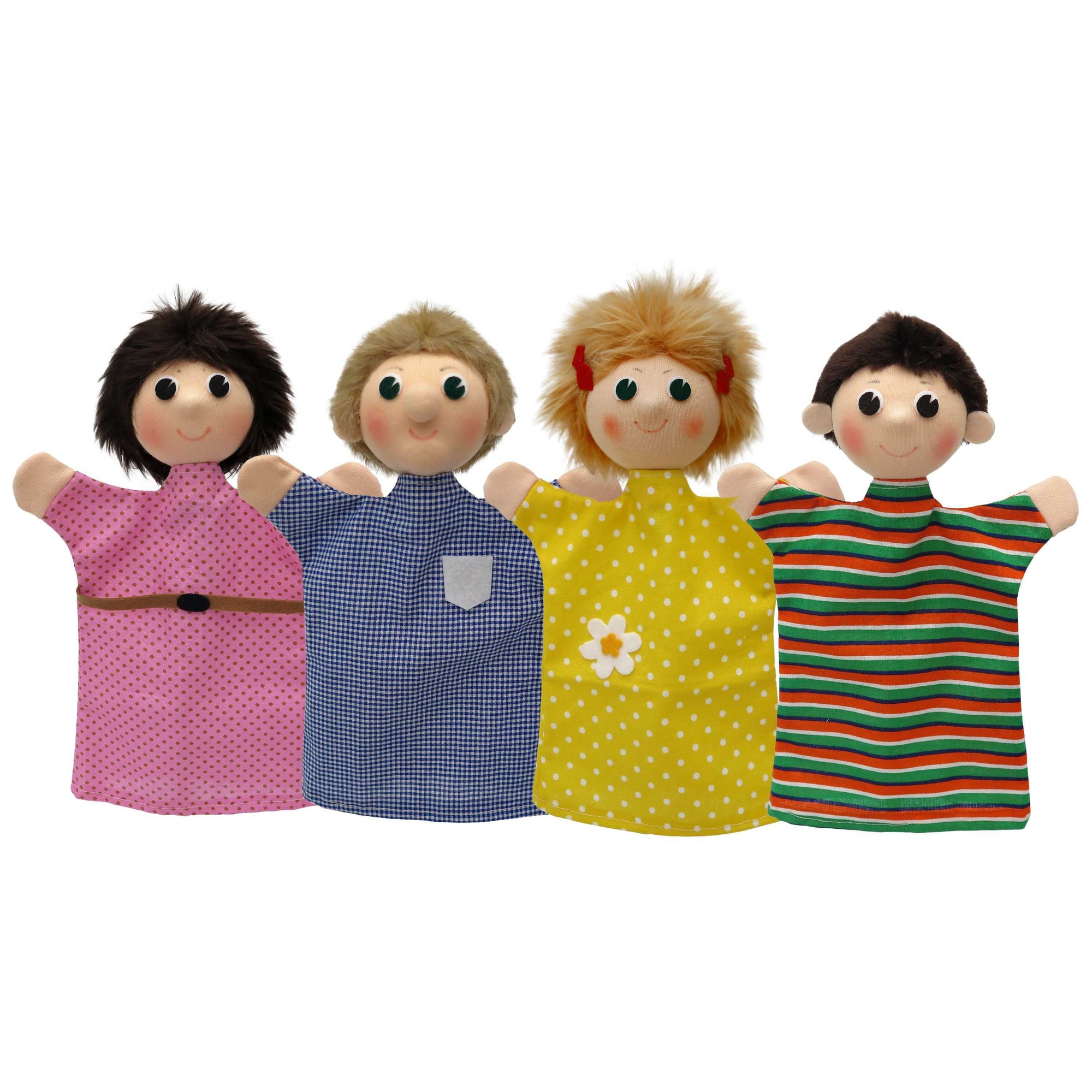 4er Set Handpuppen Kleine Familie in der Pappschachtel 19 cm, 22795D