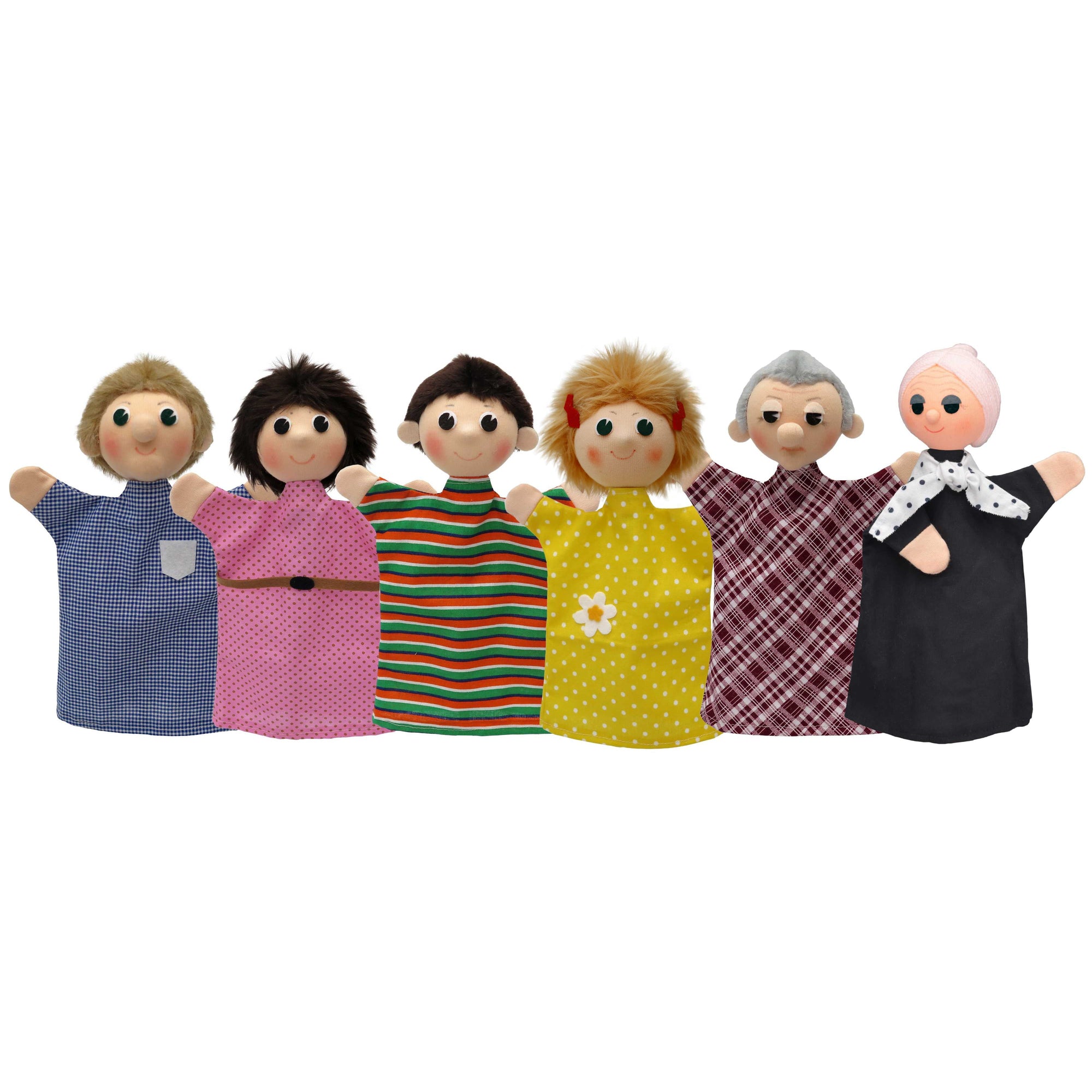 6er Set Handpuppen Große Familie 28 cm, 22796T