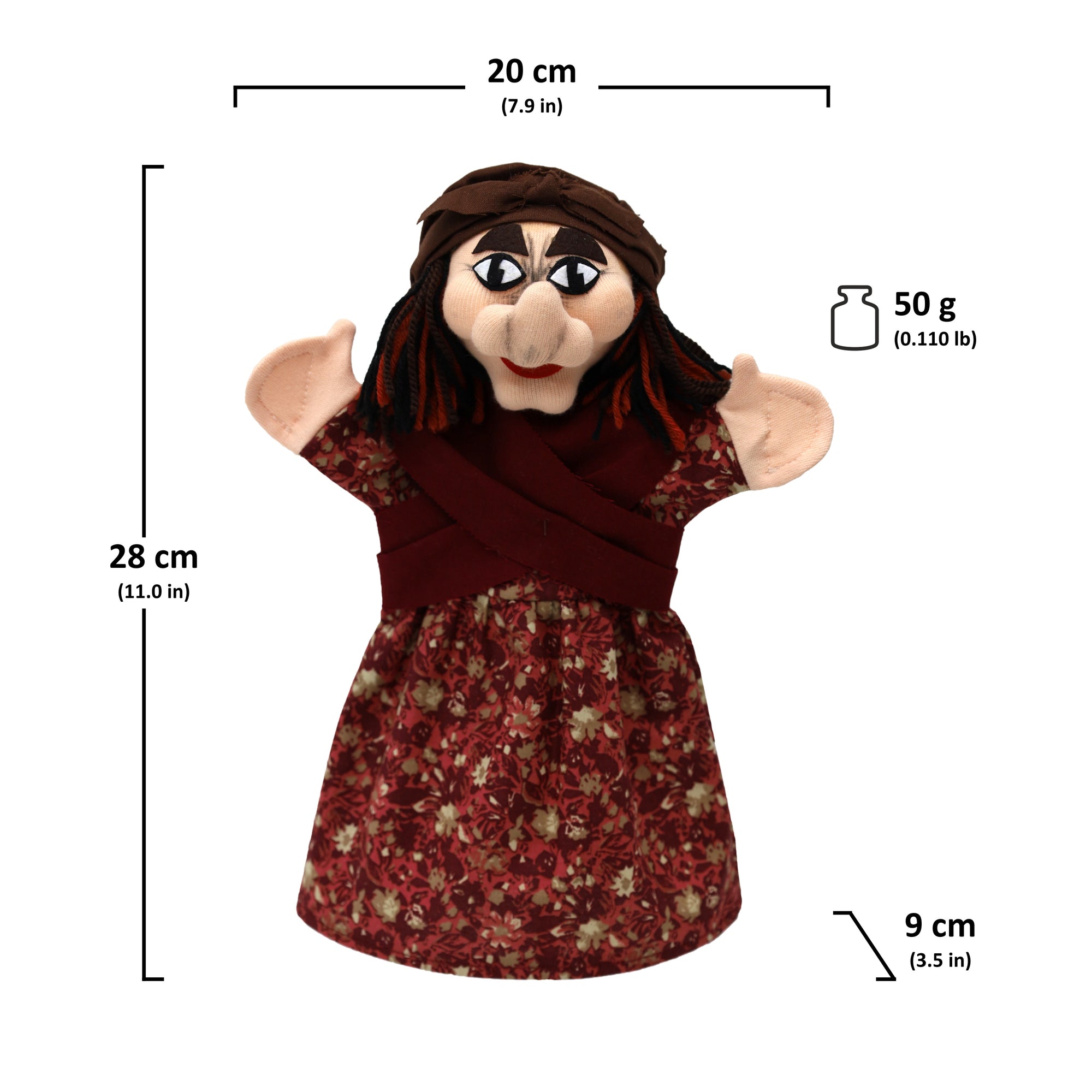 Handpuppe Hexe 28 cm, 22834C