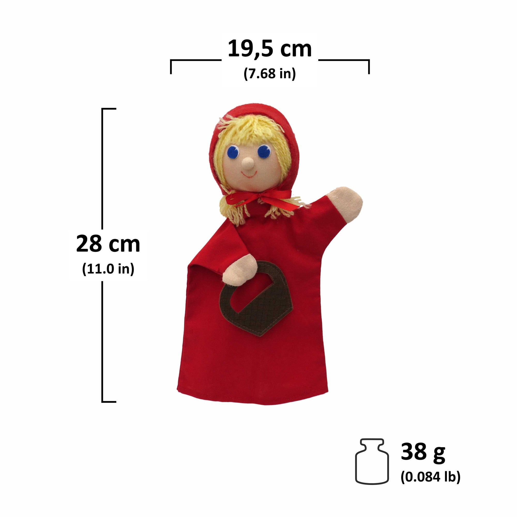 Handpuppe Rotkäppchen 28 cm, 22856B