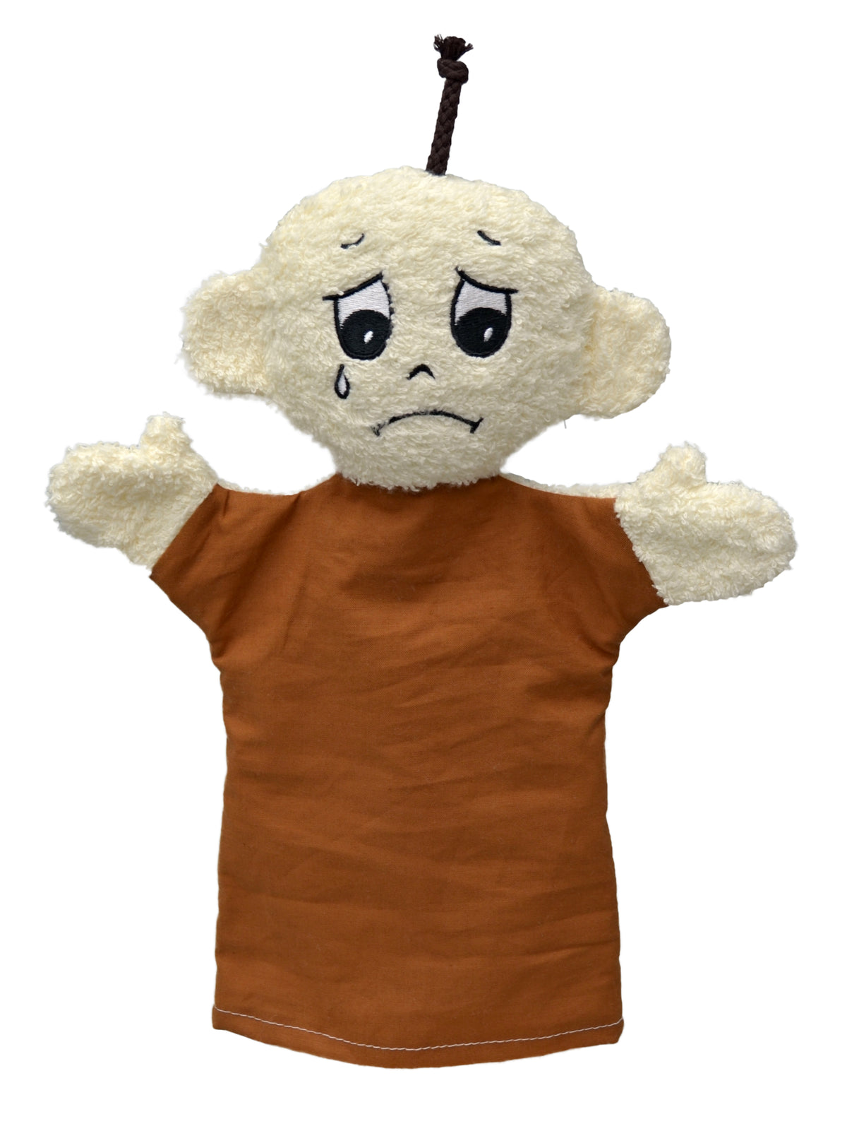 Hand Puppet Emotion Sadness 30 cm, Brown Hand Puppet - Pintado & Lacado