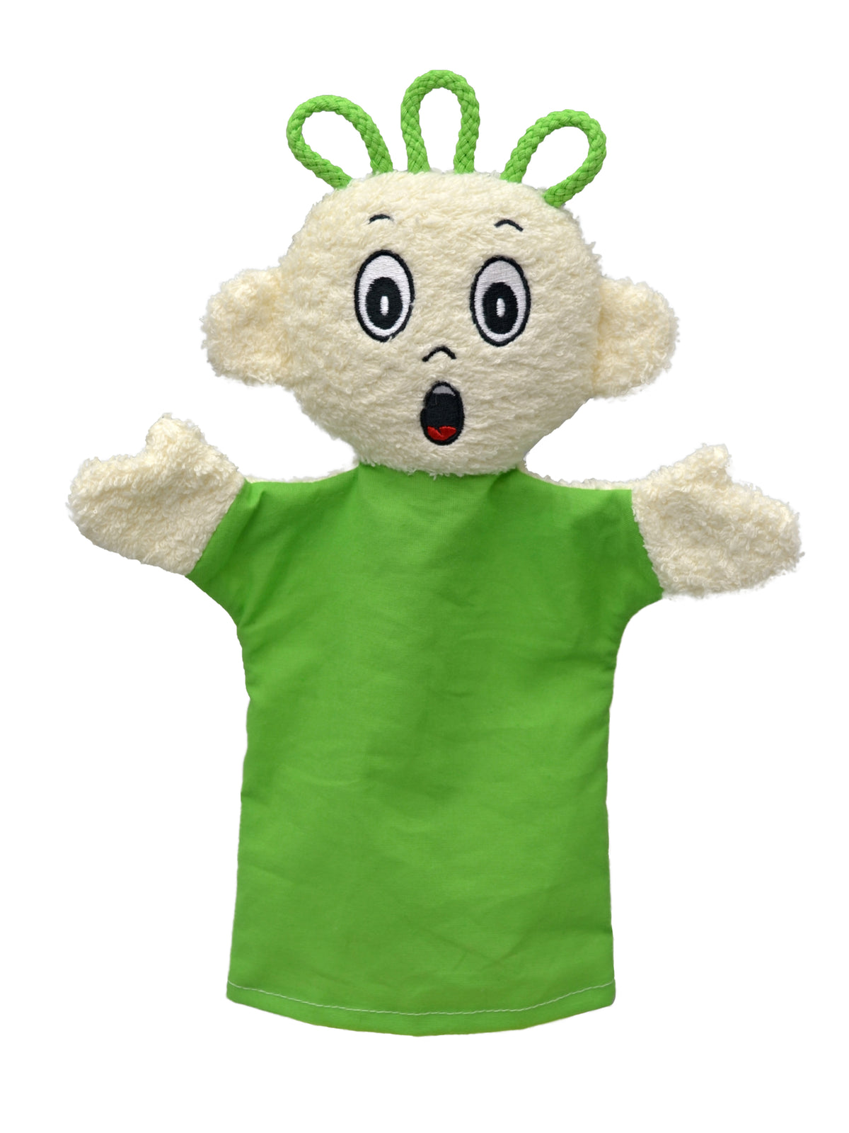 Hand Puppet Emotion Surprise 30 cm, Green Hand Puppet - Pintado & Lacado