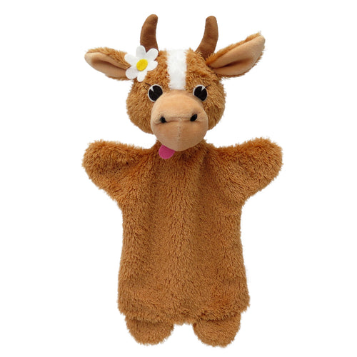 Hand Puppet Cow with Flower 30 cm, Multicolour Hand Puppet - Pintado & Lacado