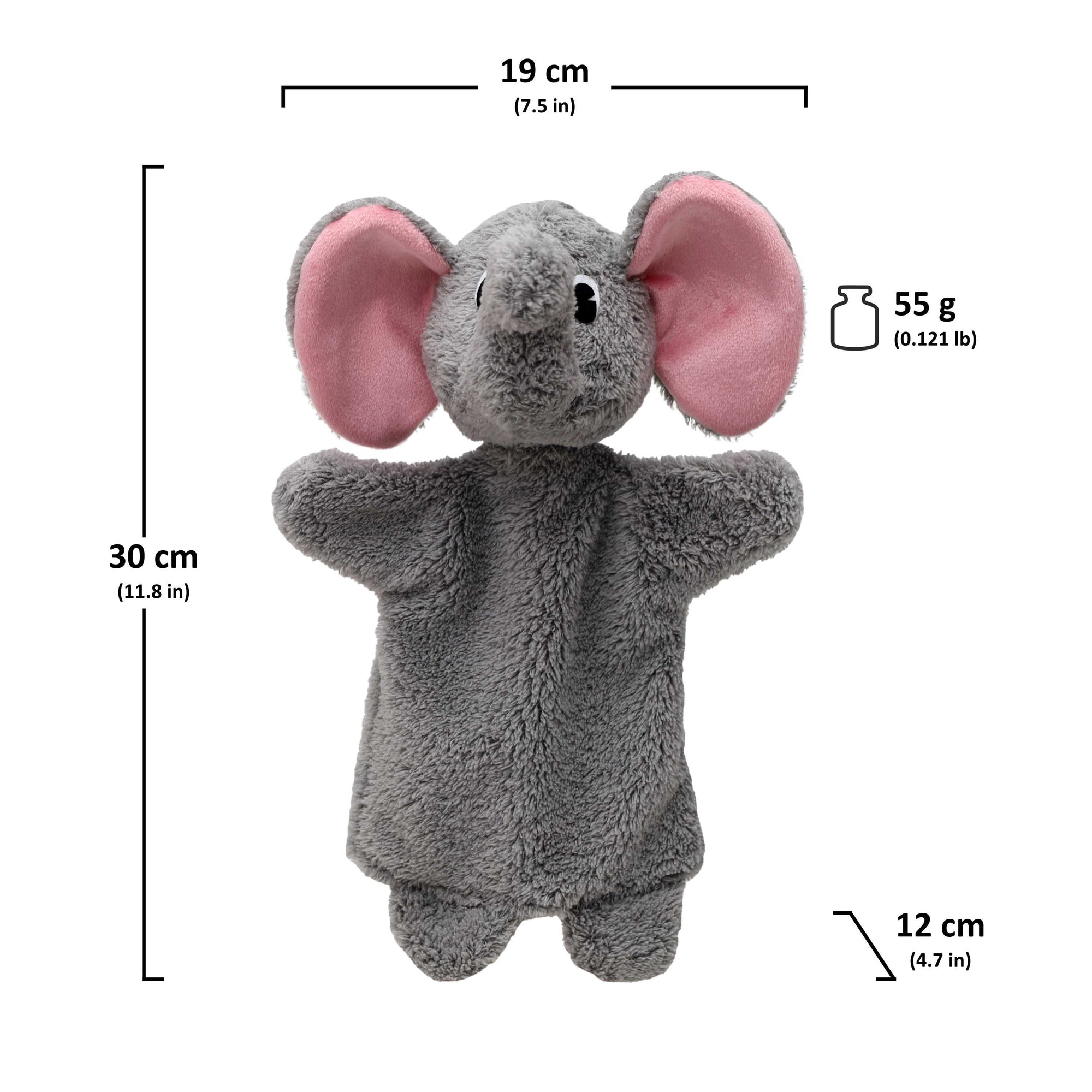 Maňásek na ruku Slon 30 cm