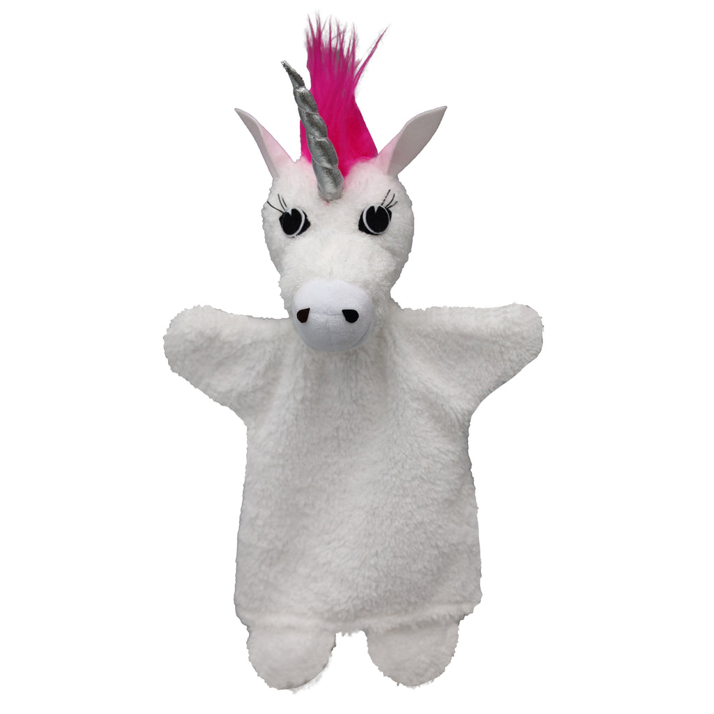 Hand Puppet Unicorn 30 cm, White Hand Puppet - Pintado & Lacado
