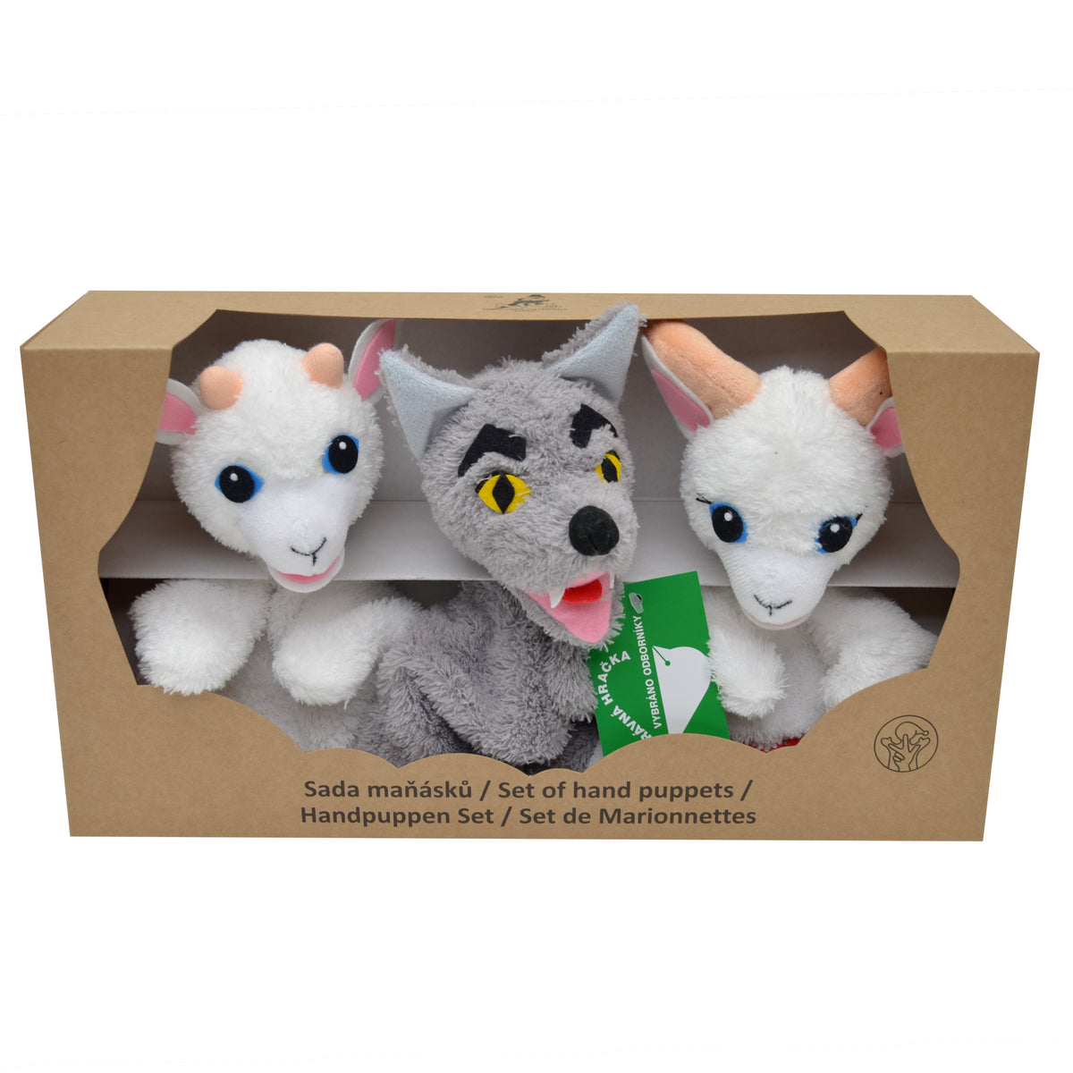 Set of Hand Puppets Three Little Pigs & Wolf 18,5 cm, Multicolour Set of Hand Puppets - Pintado & Lacado