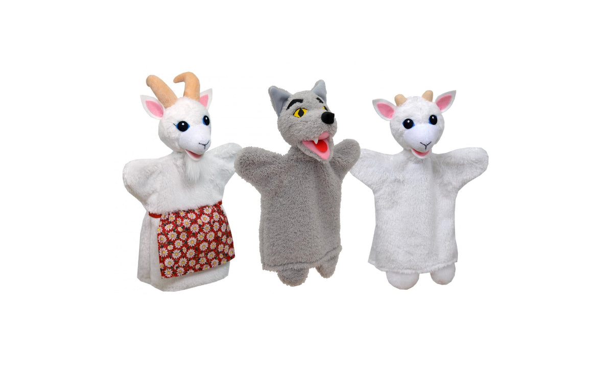 Set of Hand Puppets Three Little Pigs & Wolf 18,5 cm, Multicolour