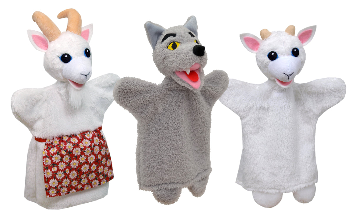 Set of Hand Puppets Three Little Pigs & Wolf 18,5 cm, Multicolour Set of Hand Puppets - Pintado & Lacado