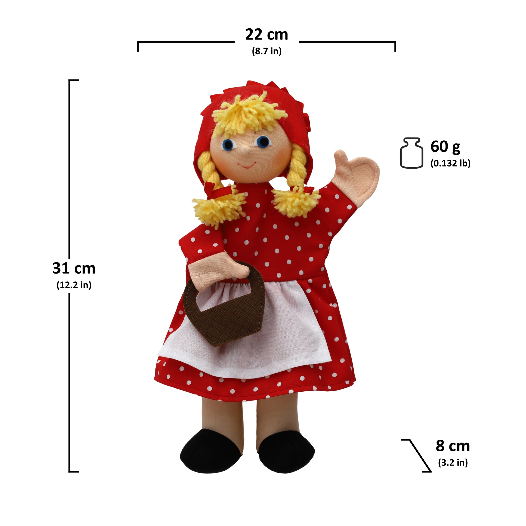 Handpuppe Rotkäppchen 31 cm, 26047D