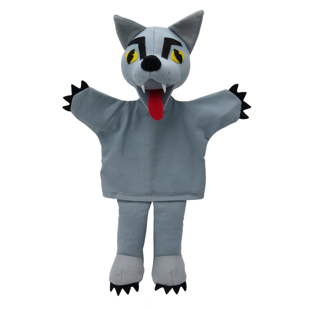 Hand Puppet Wolf with Yellow Eyes 20 cm, Multicolour Hand Puppet - Pintado & Lacado