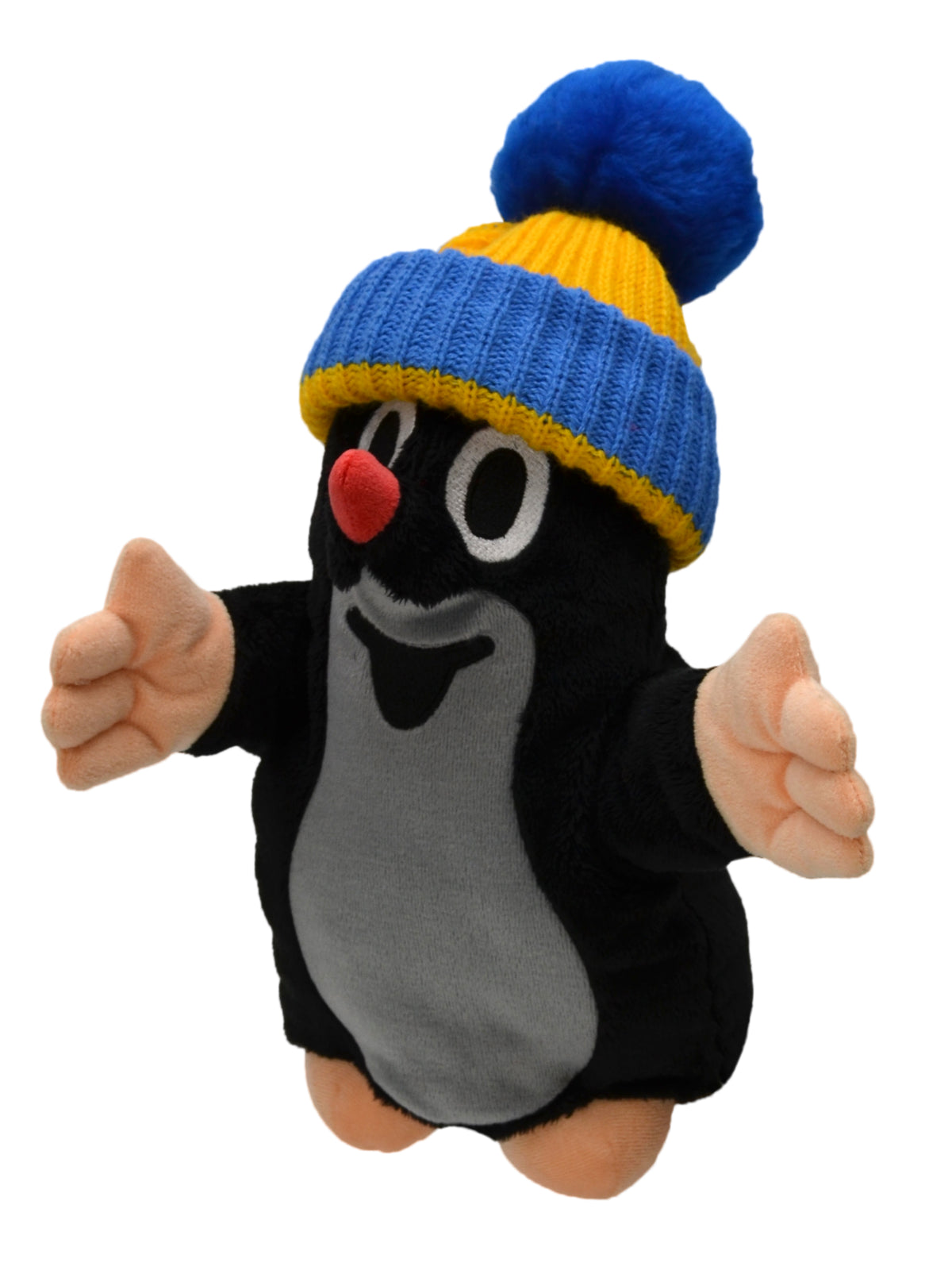 Hand Puppet The Little Mole with Blue Beanie 28 cm, Black / Blue
