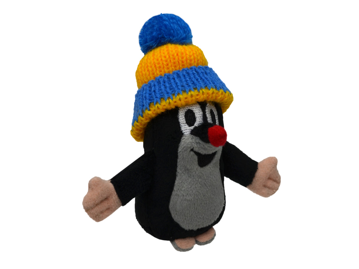 Finger Puppet The Little Mole with Blue Beanie 10 cm, Black / Blue Finger Puppet - Pintado & Lacado