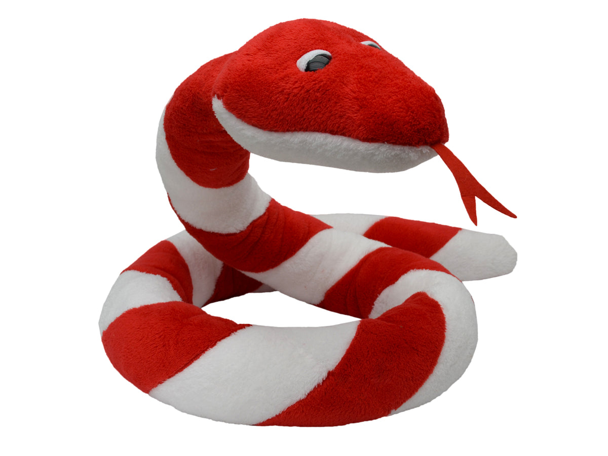 Stuffed Animal Snake 10 cm, White / Red Stuffed Animal - Pintado & Lacado